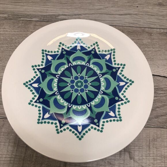 Royal Norfolk RNF127 (5) Dinner Plates 8” Blue Teal Abstract Sunburst Pattern - Picture 1 of 5
